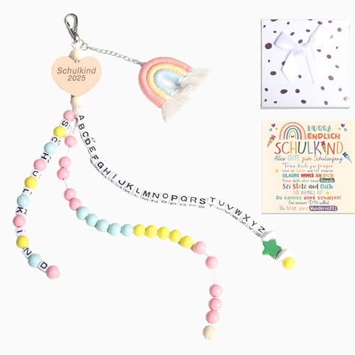 HOME'S FRIEND Schultüte Mädchen Jungen Einschulung Geschenk, Rechenkette 1.Klasse 2025 Schulkind Geschenk,Glücksbringer mit Grußkarte Geschenkbox,Einschulung Mädchen Jungen deko von HOME'S FRIEND