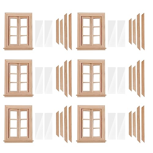 6X 1:12 Puppenhaus Miniatur Doppel 6 Scheiben Rahmen und Glas Platte Puppen Haus DIY Doppel Zubehör für Puppen Haus Dekoration 6X 1:12 Puppenhaus Miniatur Doppel 6 Scheiben Rahmen und Glas Platte Puppen Haus DIY Doppel Zubehör für Puppen Haus Dekoration von HOMEDEK
