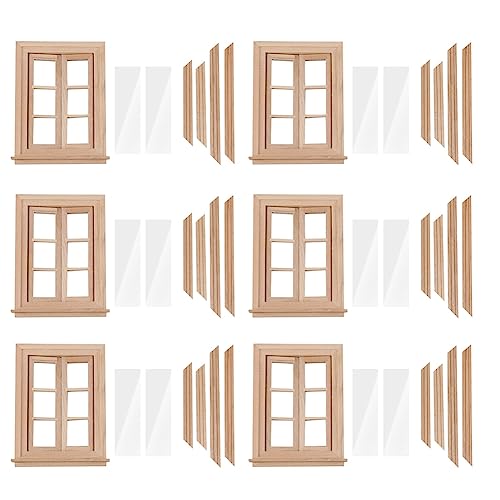 HOMEDEK 6X 1:12 Puppenhaus Miniatur Doppel Fenster 6 Scheiben Rahmen und Glas Platte Puppen Haus DIY Doppel Fenster Zubehör für Puppen Haus Dekoration von HOMEDEK