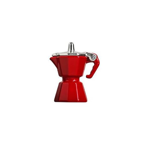 HOMEDEK Simulation Mini-Kaffeekanne, Puppenhaus, Kaffeeutensilien-Modell für Kinder, Metall, Rot von HOMEDEK