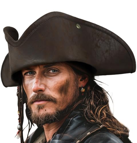 HOMELEX Piratenhut, braun, Used-Look für Damen und Herren, Kolonial-Trikorn, Halloween, Erwachsene, Revolutionärer Krieg, Kostüm-Zubehör HOMELEX Piratenhut, braun, Used-Look für Damen und Herren, Kolonial-Trikorn, Halloween, Erwachsene, Revolutionärer Krieg, Kostüm-Zubehör von HOMELEX