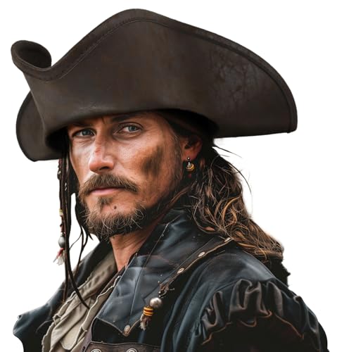 HOMELEX Piratenhut, braun, Used-Look für Damen und Herren, Kolonial-Trikorn, Halloween, Erwachsene, Revolutionärer Krieg, Kostüm-Zubehör HOMELEX Piratenhut, braun, Used-Look für Damen und Herren, Kolonial-Trikorn, Halloween, Erwachsene, Revolutionärer Krieg, Kostüm-Zubehör von HOMELEX