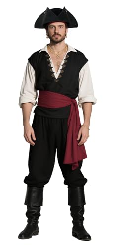 HOMELEX Piratenhut für Damen und Herren, Kolonial-Trikorn für Halloween, Erwachsene, Revolutionärer Krieg, Kostüm-Zubehör, Schwarz-Accessoires, Einheitsgröße von HOMELEX