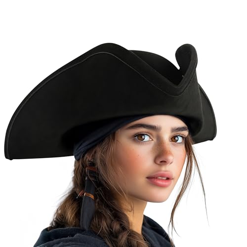 HOMELEX Piratenhut für Erwachsene, Kolonial-Stil, Trikon-Hut, Halloween-Kostüm-Zubehör HOMELEX Piratenhut für Erwachsene, Kolonial-Stil, Trikon-Hut, Halloween-Kostüm-Zubehör von HOMELEX