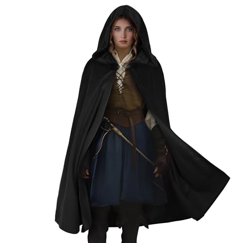 HOMELEX Renaissance Kapuzenumhang Halloween Mittelalter Kostüm Cosplay Kurzer Umhang für Damen und Herren von HOMELEX