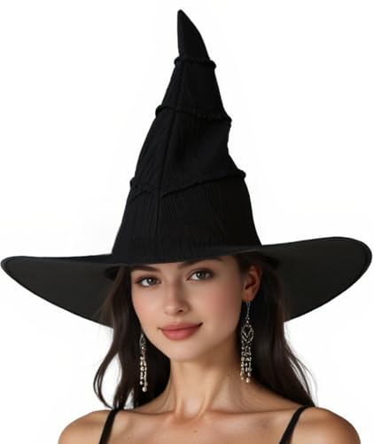HOMELEX Wicked Damen Schwarzer Hexenhut Erwachsene Halloween Cosplay Zauberer Kostüm Zubehör von HOMELEX