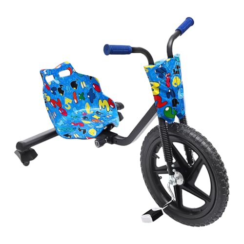 Drift Trike Kinder Elektro Driftscooter 90x68x60cm bis 80kg Hochwertiges Drifter Dreirad Rutscher mit Hinterrädern Geeignet für Kinder ab 6 Jahren (Blaue Zahlen) von HOMEONENIC