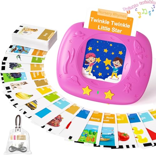 HOMESTEC Lernkarten-Set für Kinder 2-4 Jahre | Englische Sprechende Lernkarten mit Geräuschen, 144 Wörter 72 Karten, Sprachlernspielzeug –Spielzeug Geschenkidee für Jungen & Mädchen von HOMESTEC