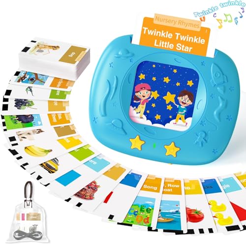 HOMESTEC Lernkarten-Set für Kinder 2-4 Jahre | Englische Sprechende Lernkarten mit Geräuschen, 144 Wörter 72 Karten, Sprachlernspielzeug –Spielzeug Geschenkidee für Jungen & Mädchen von HOMESTEC