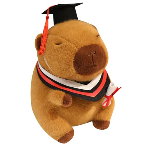 HOMEXYLYL Capybara-Plüschtiere, Capybara-Stofftier, kuschelige Abschlusskappe, Plüschtier, Absolvententag, for Kinder(Red) von HOMEXYLYL