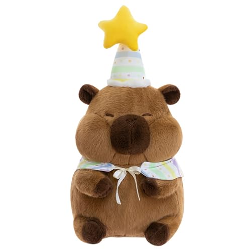 HOMEXYLYL Capybara-Plüschtiere, weicher süßer Geburtstagshut, Capybara-Stofftier, Happy Birthday-Party-Geschenke for Kinder(30cm/11.8in) von HOMEXYLYL