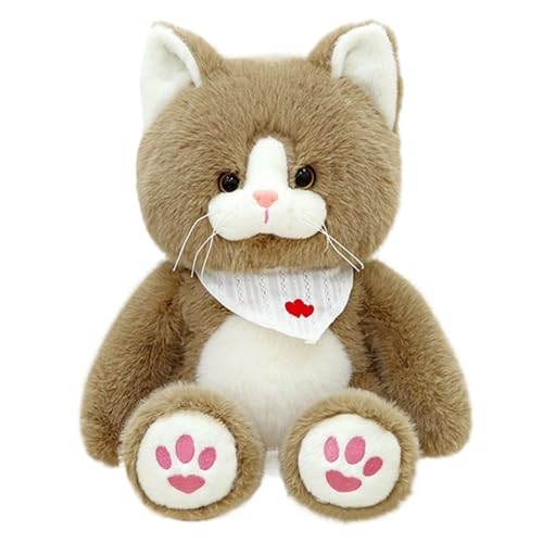 HOMEXYLYL Katze Plüschtiere, Kätzchen Plüschtiere Niedlich Weich Niedlich Rosa Katze Pfote Weihnachten Geburtstag Geschenk for Erwachsene Kinder(Brown) von HOMEXYLYL