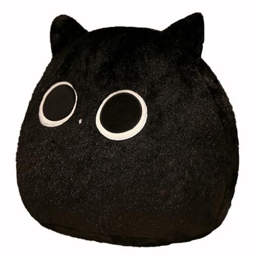 HOMEXYLYL Kuscheltier Katze Kissen, Plüschtier Katze Groß Runden Squishy Mädchen Erwachsener Weihnachten Geburtstag Geschenk(Black) von HOMEXYLYL