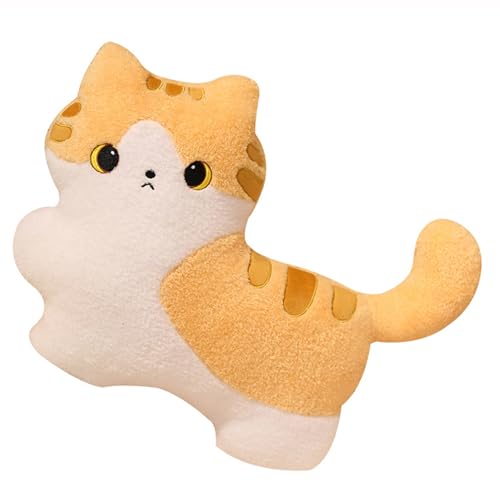 HOMEXYLYL Kuscheltier Katze Kissen, Plüschtier Katze Weich Umarmbar Verlassen Erwachsene Kinder Mädchen Geburtstag Geschenk(Orange) von HOMEXYLYL