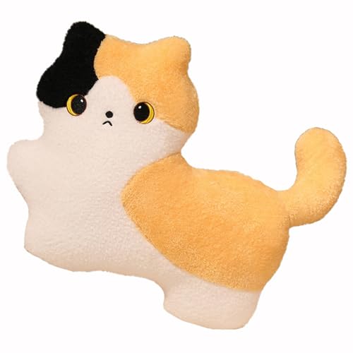 HOMEXYLYL Kuscheltier Katze Kissen, Plüschtier Katze Weich Umarmbar Verlassen Erwachsene Kinder Mädchen Geburtstag Geschenk(Yellow) von HOMEXYLYL