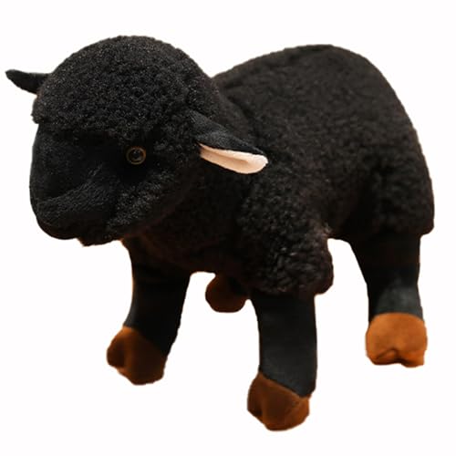 HOMEXYLYL Kuscheltier Schaf, Plüschtier Lamm Wirklichkeit Weich Umarmbar Geburtstags for Kinder Und Erwachsene(Black) von HOMEXYLYL