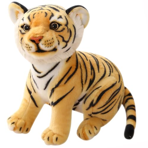 HOMEXYLYL Kuscheltier Tiger, Weiches Und Realistisches Plüschtier Tigerjunges Neujahrs for Kinder(Brown) von HOMEXYLYL