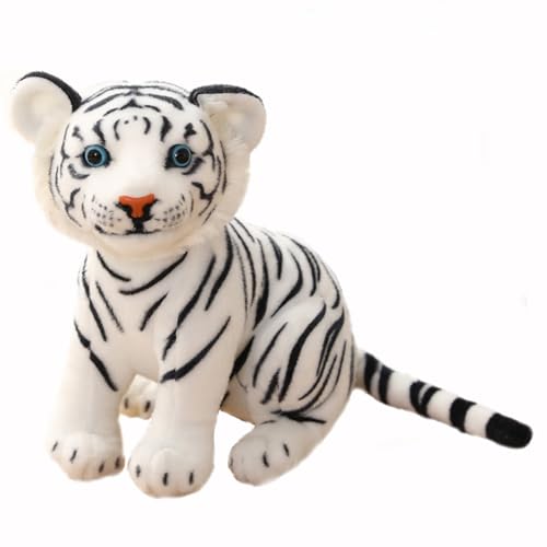 HOMEXYLYL Kuscheltier Tiger, Weiches Und Realistisches Plüschtier Tigerjunges Neujahrs for Kinder(White) von HOMEXYLYL