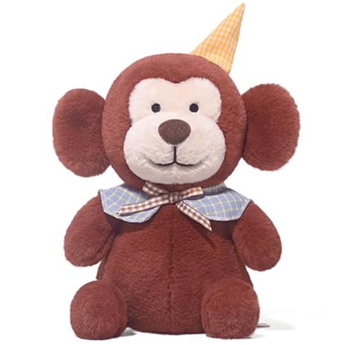 HOMEXYLYL Party-AFFE-Plüschtier, trägt einen Geburtstagshut, AFFE, Stofftier, weich, niedlich, Partyspielzeug for Kinder von HOMEXYLYL