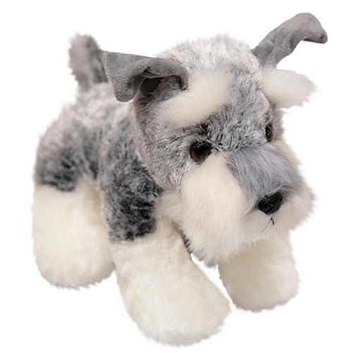 HOMEXYLYL Schnauzer-Plüschtier, lebensechter Schnauzer-Welpe, Kuscheltier, weich, simuliert, for Kuscheln, Geburtstagsgeschenke for Kinder und Erwachsene(22cm/8.7in) von HOMEXYLYL