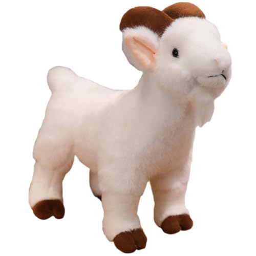 HOMEXYLYL Ziegenplüsch, realistisches Ziegen-Stofftier, weiches Simulationslamm-Spielzeug, Geburtstags- und Feiertagsgeschenke for Kinder und Erwachsene(White) von HOMEXYLYL