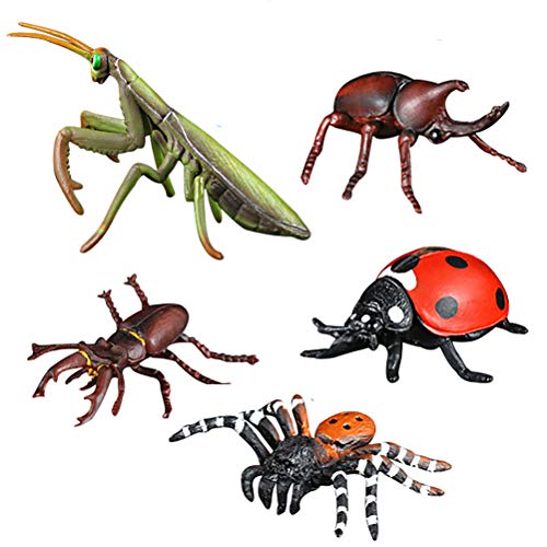 HOMNIVE Insektenfiguren, 5 Stück, realistische Marienkäfer Spinnen Actionmodelle für Kleinkinder, pädagogisches Lernspielzeug, Kuchenaufsatz, Geburtstagsgeschenk für Kinder von HOMNIVE