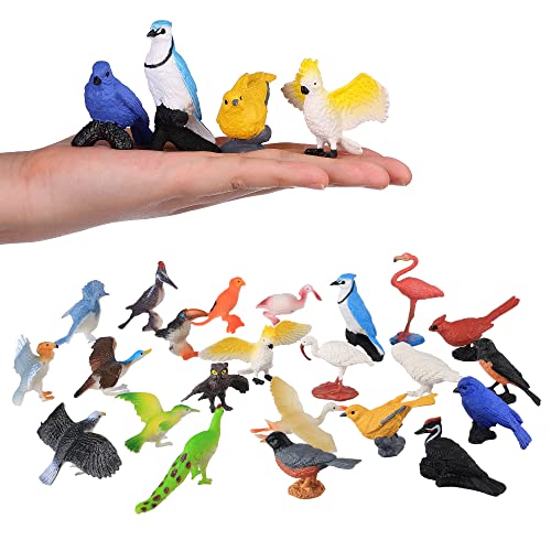 HOMNIVE Vogelfiguren, 23 Stück realistisch Adlerpapagei, Rotkehlchen, Eule Tierfiguren, Feengarten-Zubehör, Lernspielzeug für Puppenhaus Geburtstagskuchenaufsatz, Geschenk für Kinder von HOMNIVE