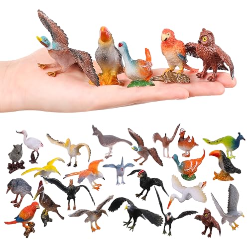HOMNIVE Vogelfiguren, 24 Stück Realistisches Papagei Rotkehlchen Spielzeugvogel-Set, Feengarten Zubehör, Pädagogisches Spielzeug für Puppenhaus Tortenfigur Geschenk für Kinder von HOMNIVE