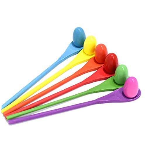HOMOBABE 1 Satz Eier und Löffelstaffelspiel für Sensomotorisches mit Holzlöffel und Ball Zufällige Farbe für Familienfeiern und Outdoor Aktivitäten Zufällige Farbe Zufällige Farbe von HOMOBABE