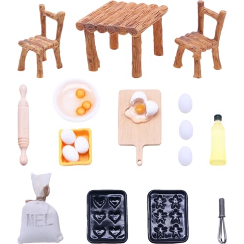 HOMOBABE 1 Satz Essens- Und Spielszenenzubehör Mini-esstisch Mini-hausstuhl Aus Holz Mini- -holztisch Miniaturmöbel Aus Holz Mini-holzstühle Puppenhaus-tischmodell Möbelmodelle Plastik von HOMOBABE