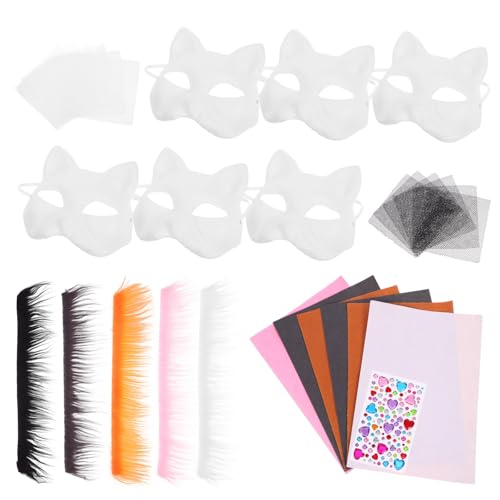HOMOBABE 1 Satz Katzenmaske Diy Set Unbemalte Papiermaske für Kreative Projekte für Fasching Karneval und Cosplay Fördert Kreativität und Geschicklichkeit der Teiliges Set von HOMOBABE