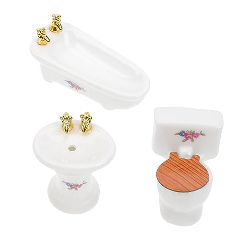 HOMOBABE 1 Satz Keramik Toilette Teiliges Badezimmermöbel für Puppenhaus Dekorative Badewanne und Toilette für DIY Puppenhaus Projekte und Sammler von HOMOBABE