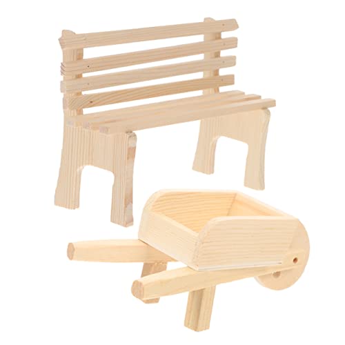 HOMOBABE 1 Satz Mini-Simulationsmöbel Miniaturen Puppenstubenmöbel klein Mini-Puppenhausmöbel entzückende Minibank Mini-Bank- Desktop-Miniaturstuhl Mini -Bank Holz von HOMOBABE