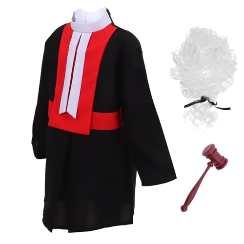 HOMOBABE 1 Satz Unisex Richter Kostüm mit Perücke und Richterhammer Rollenspiel für Karneval Halloween und Schulaufführungen für Jungen HOMOBABE 1 Satz Unisex Richter Kostüm mit Perücke und Richterhammer Rollenspiel für Karneval Halloween und Schulaufführungen für Jungen von HOMOBABE