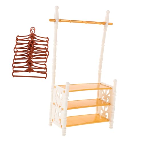 HOMOBABE 1 Set Europäischen Stil Puppe Kleidung Rack Mit Kleiderbügel Mini Kleiderbügel Puppe Möbel Zubehör Für Puppenhaus von HOMOBABE