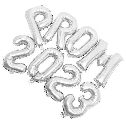 HOMOBABE 1 Set Partyballons Abschlussballons Abschlussball 2023 Banner Ruhestandsballons Abschlusshochzeitsballons Ballonstreifen Glückwunsch Grad Ballons Tür Aluminiumfolie Silber von HOMOBABE