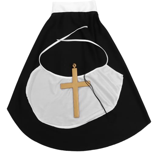 HOMOBABE 1 Set Pastor Dreiteiliger Anzug Priesterkostüm Für Damen Soutane Halloween Mittelalterliches Mönchskostüm Priesterkreuz Für Herrenkostüm Aufblasbare Maske Priester Für von HOMOBABE