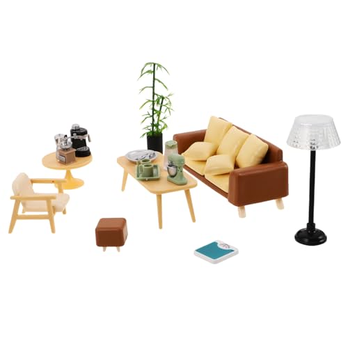 HOMOBABE 1 Set Puppenhaus-möbelset: Miniatur-Wohnzimmer, Simuliertes Sofa, Wohnkultur, Tisch, Teeservice, Zubehör Und DIY-modellspielzeug Für Kindersammler von HOMOBABE
