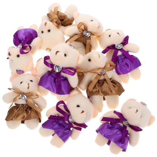 HOMOBABE 10 Stück Bärenpuppe weiche kleine Puppe Mini gefüllt Figur trägt Masse ausgestopft hängend Plüschbär Anhänger für Rucksäcke Puppenornament Kuscheltiere als Schlüsselanhänger Tuch von HOMOBABE