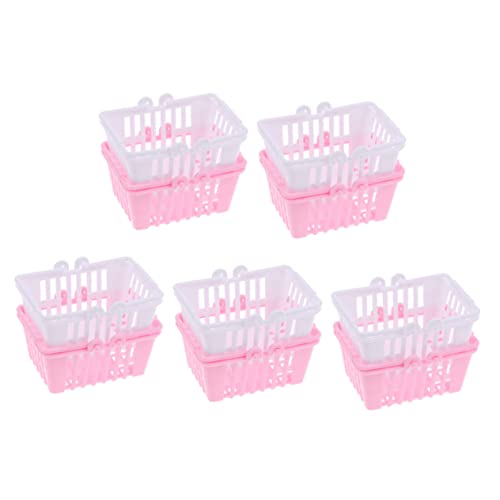 HOMOBABE 10 Stück Puppen-Einkaufskorb Mini Einkaufskorb Set -Einkaufskorb dekorativer gefälschter Einkaufskorb entzückender gefälschter Einkaufskorb Plastik von HOMOBABE