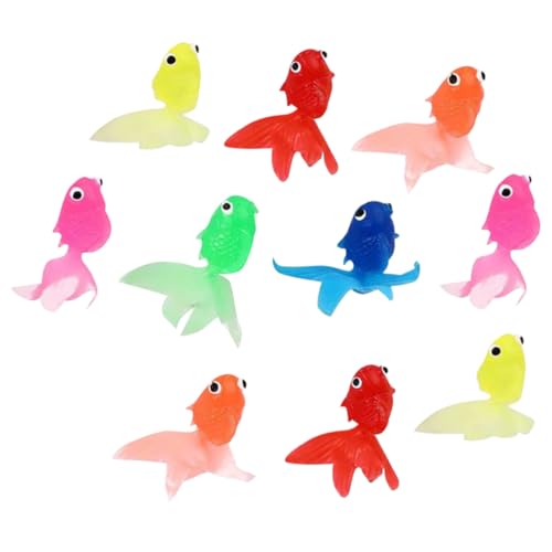 HOMOBABE 10 Stück Teiliges Aquarium Deko Künstliche Goldfische aus Umweltfreundlichem TPR Material Realistische Plastikfische Lebensecht Schwimmend für Aquarien Dekoration von HOMOBABE