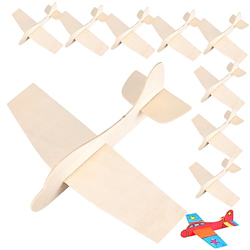 HOMOBABE 10 Stück Teiliges Holzflugzeug Modell Bausatz für DIY Bemalen Sicher für Bastelstunden und Themenpartys von HOMOBABE