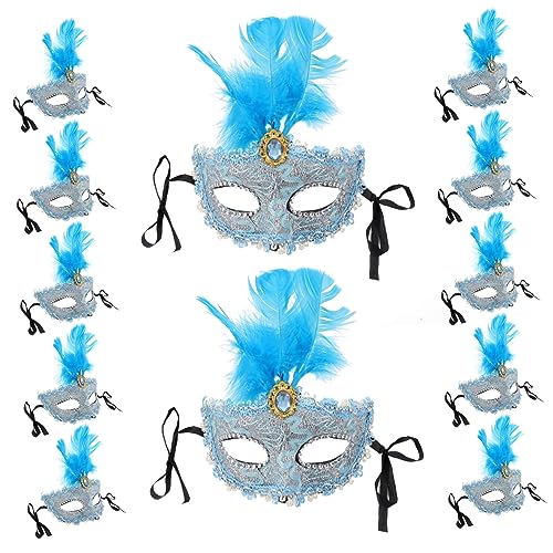 HOMOBABE 12 Stück Karnevalsmaske prop Kostüme Gasmasken-Cosplay Maskerade-Party-Maske the hallow halloween mitgebsel pub Maskerade Maske Requisit Festival-Masken für Erwachsene Feder Blue HOMOBABE 12 Stück Karnevalsmaske prop Kostüme Gasmasken-Cosplay Maskerade-Party-Maske the hallow halloween mitgebsel pub Maskerade Maske Requisit Festival-Masken für Erwachsene Feder Blue von HOMOBABE
