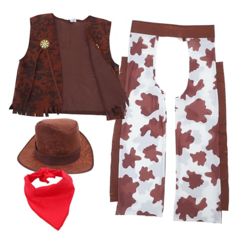 HOMOBABE 1Satz Teiliges Western Outfit mit Hut Weste Bandana für Halloween Geburtstagsfeiern und Rollenspiele Komfortabel Pflegeleicht HOMOBABE 1Satz Teiliges Western Outfit mit Hut Weste Bandana für Halloween Geburtstagsfeiern und Rollenspiele Komfortabel Pflegeleicht von HOMOBABE