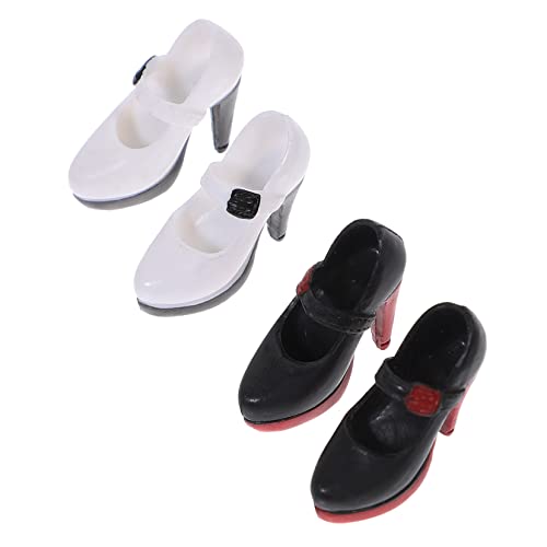 HOMOBABE 2 Paare Miniatur Puppen High Heels Schwarz Rot Puppenzubehör für Puppen für Kreative Spielideen Hochwertige Verarbeitung zum Dekorieren und Verzieren von HOMOBABE