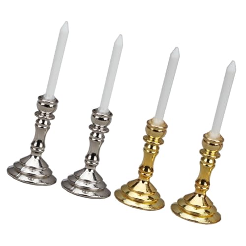 HOMOBABE 2 Paare Puppenhaus-Kerzenständer Sich verjüngter Kerzenhalter Miniatur Weiß Dekorationen goldene Kerzenhalter Candlesticks Mini- - Hausdekoration Legierung HOMOBABE 2 Paare Puppenhaus-Kerzenständer Sich verjüngter Kerzenhalter Miniatur Weiß Dekorationen goldene Kerzenhalter Candlesticks Mini- - Hausdekoration Legierung von HOMOBABE