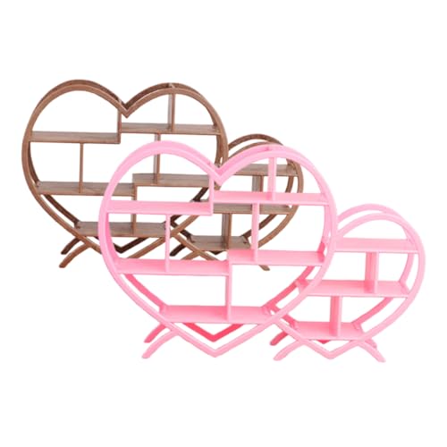 HOMOBABE Miniatur Puppenhaus Bücherregal Spielzeug Möbel Set Herz Form Regal Für Kinderzimmer von HOMOBABE