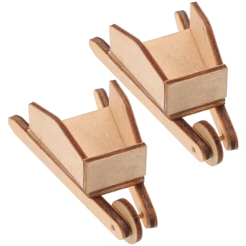 HOMOBABE 2 Stück Kleine Karren Ornamente Minikarrenkarren Puppenhaus-Schubkarren Puppenhauskarren Puppenhauswagen, Schubkarrenspielzeug Mini-Cart-Schubkarren-Modelle Holz von HOMOBABE