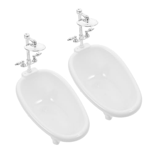 HOMOBABE 2 Stück Miniatur Badewanne Puppenhaus Badezimmer Zubehör Weiße Badewanne für Kreatives und Dekoration im Puppenhaus für Fantasievolles von HOMOBABE