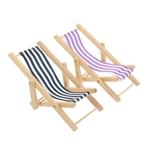 HOMOBABE 2 Stück Miniatur Strandstuhl Faltbare Puppenhaus Möbel Handliches Deko Zubehör für Miniaturen Kinderfreundlich und Realistisch für Kreative Spielideen von HOMOBABE